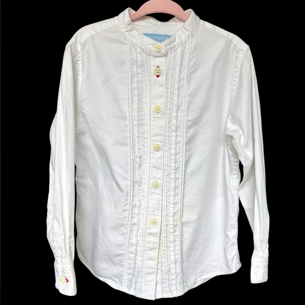 Ines De La Fressange Kids Girls Cotton Long Sleeve Button-Up White Shirt 3-4